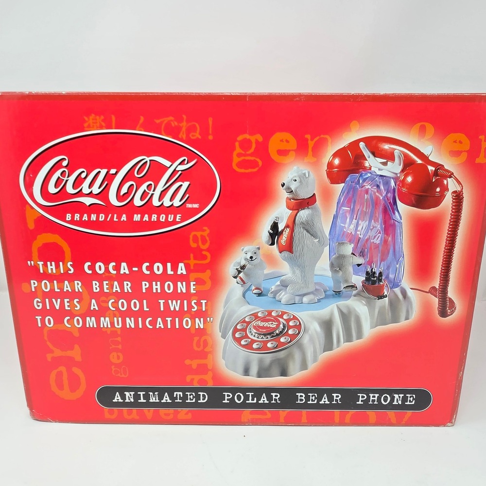 Coca-Cola Animated Polar Bear Phone Vintage Landline Telephone 1999 Red White